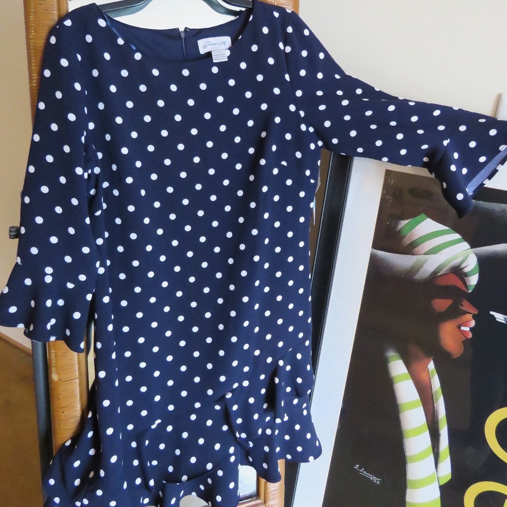 Jessica H Abstract Flare Polka Dot Dress